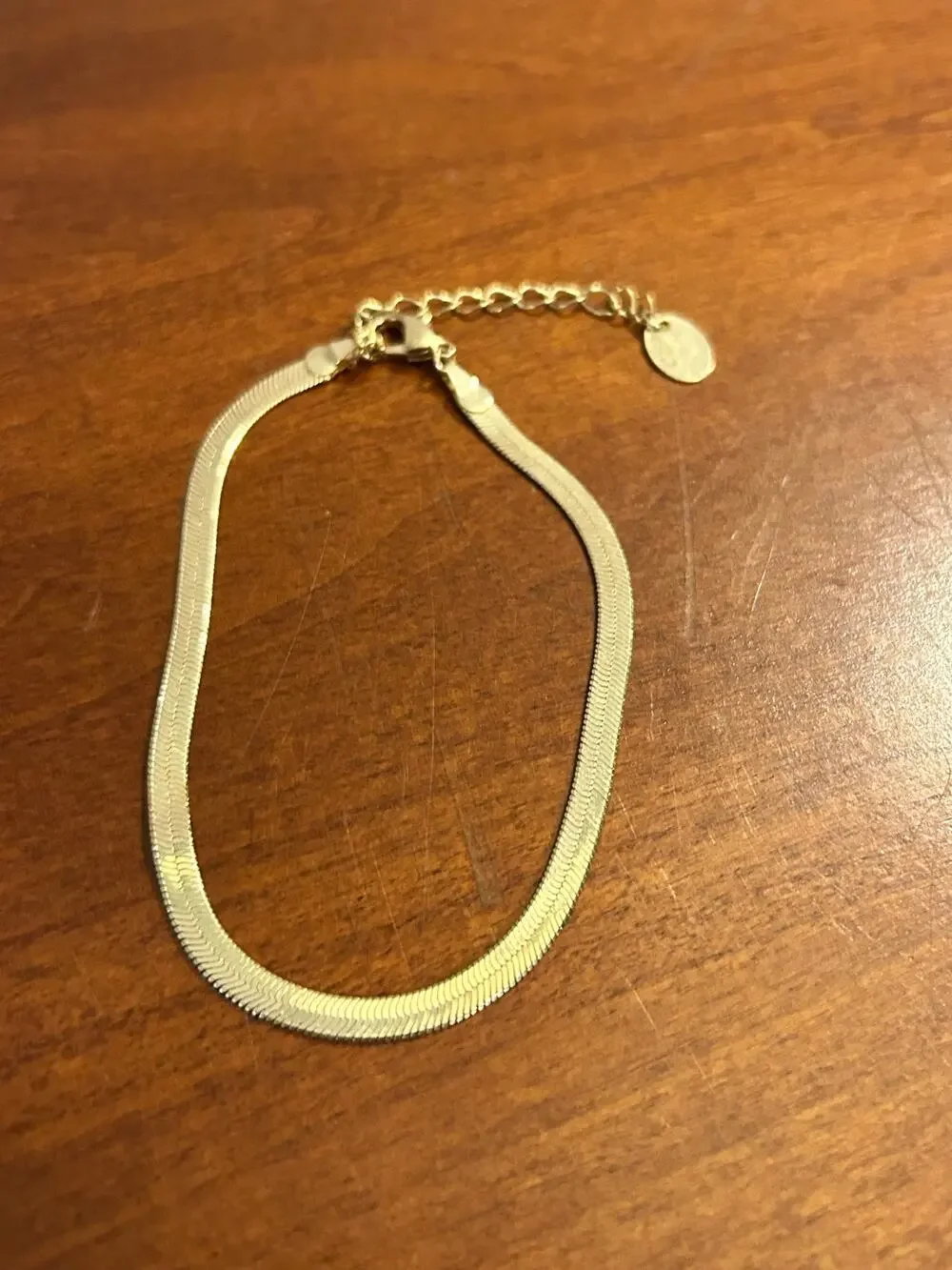 Claire's Gold Tone Herringbone Chain Bracelet 8